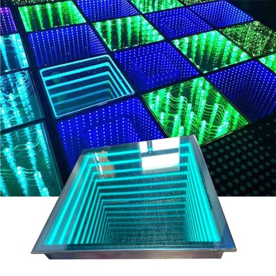 야외 웨딩 파티 3D 네온 미러 라이트와 RGB 컬러 혼합과 함께 유리 댄스 플로어