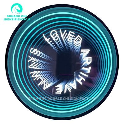 어댑터 가동 HD 온화 유리 배경 LED 라이트 박스 무한 거울 3d 사용자 지정 LED 네온 표지판