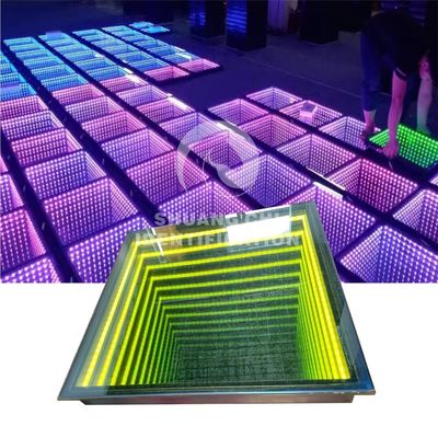 휴대용 3D 인피니티 LED 미러 디지털 타일 댄스 플로어 결혼식 및 파티용 빛