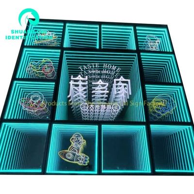 야외 3D LED 조명 바닥 웅덩이 거울 네온 웅덩이 마법 거울 크기 사용자 정의