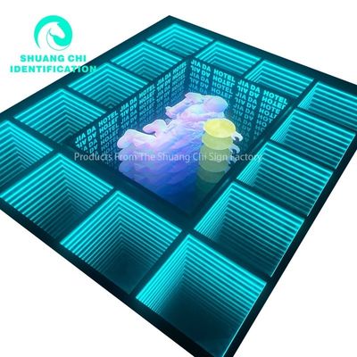야외 3D LED 조명 바닥 웅덩이 거울 네온 웅덩이 마법 거울 크기 사용자 정의