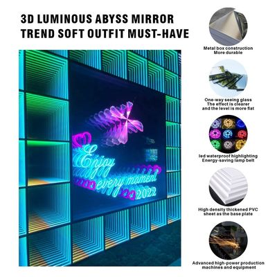 야외 3D LED 조명 바닥 웅덩이 거울 네온 웅덩이 마법 거울 크기 사용자 정의
