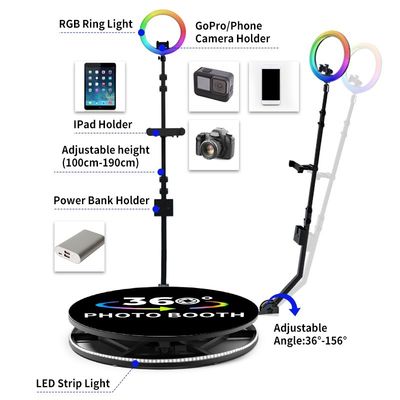 카메라 스테이블러용 360도 느린 모션 비디오 부스 강철 온화 유리 LED