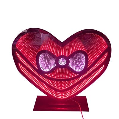 크리스마스 러브 LED 라이트 아크릴 마법 거울 어비살 무한 거울 전원 케이블