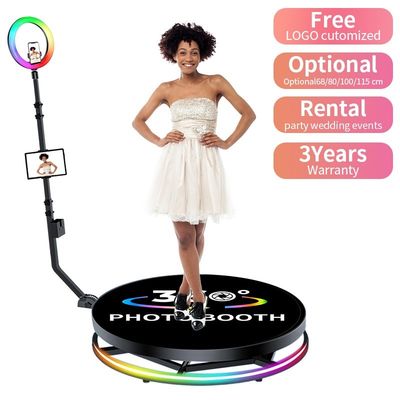 LED 360 사진 부스 임대 회전 무료 로고 결혼식 및 파티용 셀카 프로프