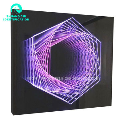 어댑터 가동 HD 온화 유리 배경 LED 라이트 박스 무한 거울 3d 사용자 지정 LED 네온 표지판