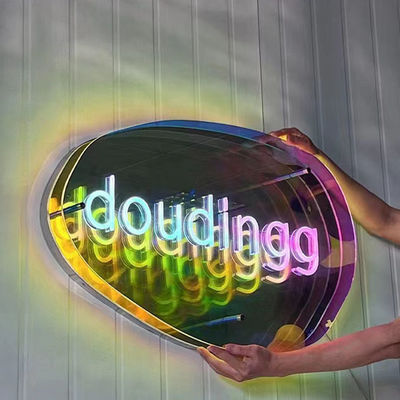 다층 거울 3D 네온 표지 거울 사용자 지정 색상 기울기 LED 로고 완벽