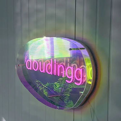 다층 거울 3D 네온 표지 거울 사용자 지정 색상 기울기 LED 로고 완벽