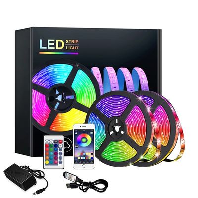 LED 광원 5M 10M 20M 5V IP20 5050 RGB USB 색상 변경 음악 플렉스 장식