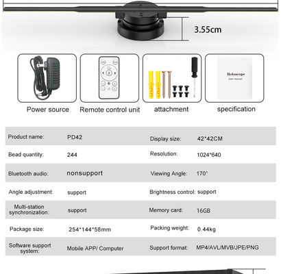 고 콘트라스트 비율 1.692MM 및 입력 전압 100-240W/AC 50/60HZ의 3D 홀로그램 팬