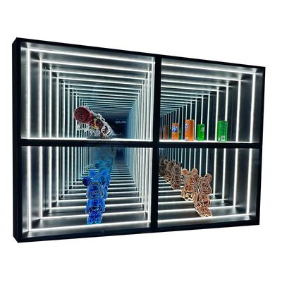 인더 및 아웃도어 LED 인피니티 미러 라이트 디스플레이 케이스 사용자 정의 두께
