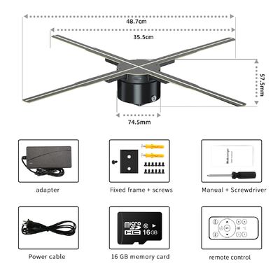 75cm 클라우드 컨트롤 HD 홀로그램 디스플레이 2023 대부분의 실내 LED 광고 홀로그램 팬