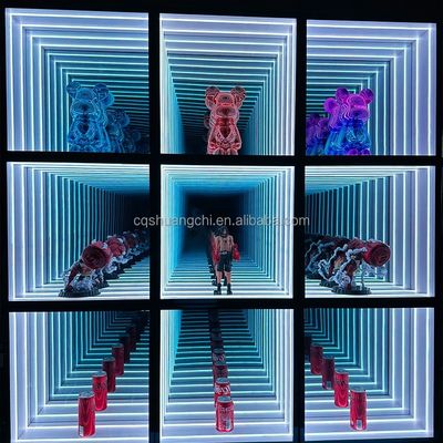 트렌디 아이템을 위한 맞춤형 사이즈 패션 라이트 업 3D LED 인피니티 미러 디스플레이 케이스