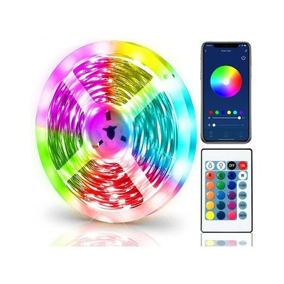 패션 하우스 장식 LED 스트립 라이트 12V 50ft 15m 5050 RGB 스마트 리모컨
