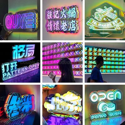 아크릴 3D 홀로그램 디스플레이 화면 LED 디지털 사이니지 미러 사이니지 글자 라이트 박스