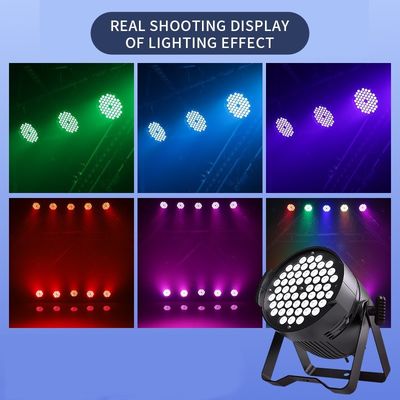 54pcs*3W Led Par는 RGB/RGBW 색상 혼합 및 DMX 제어로 스테이지 조명을 올릴 수 있습니다.
