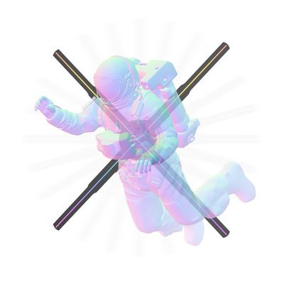 OEM 56cm 512P 고해상도 3D 홀로그램 팬 디스플레이 4 블레이드 및 512 램프 거미