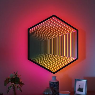 실내 3D 알파벳 미러 로고 스테인리스 스틸 소재로 아크릴 LED 장식