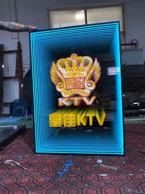 맞춤형 스테인리스 스틸 무한 빛 다층 효과 거울 LED 3D 네온 표지판