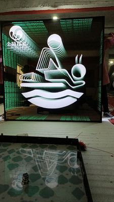 맞춤형 스테인리스 스틸 무한 빛 다층 효과 거울 LED 3D 네온 표지판