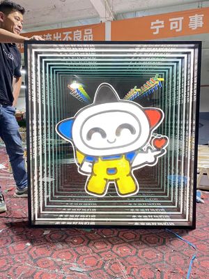맞춤형 스테인리스 스틸 무한 빛 다층 효과 거울 LED 3D 네온 표지판